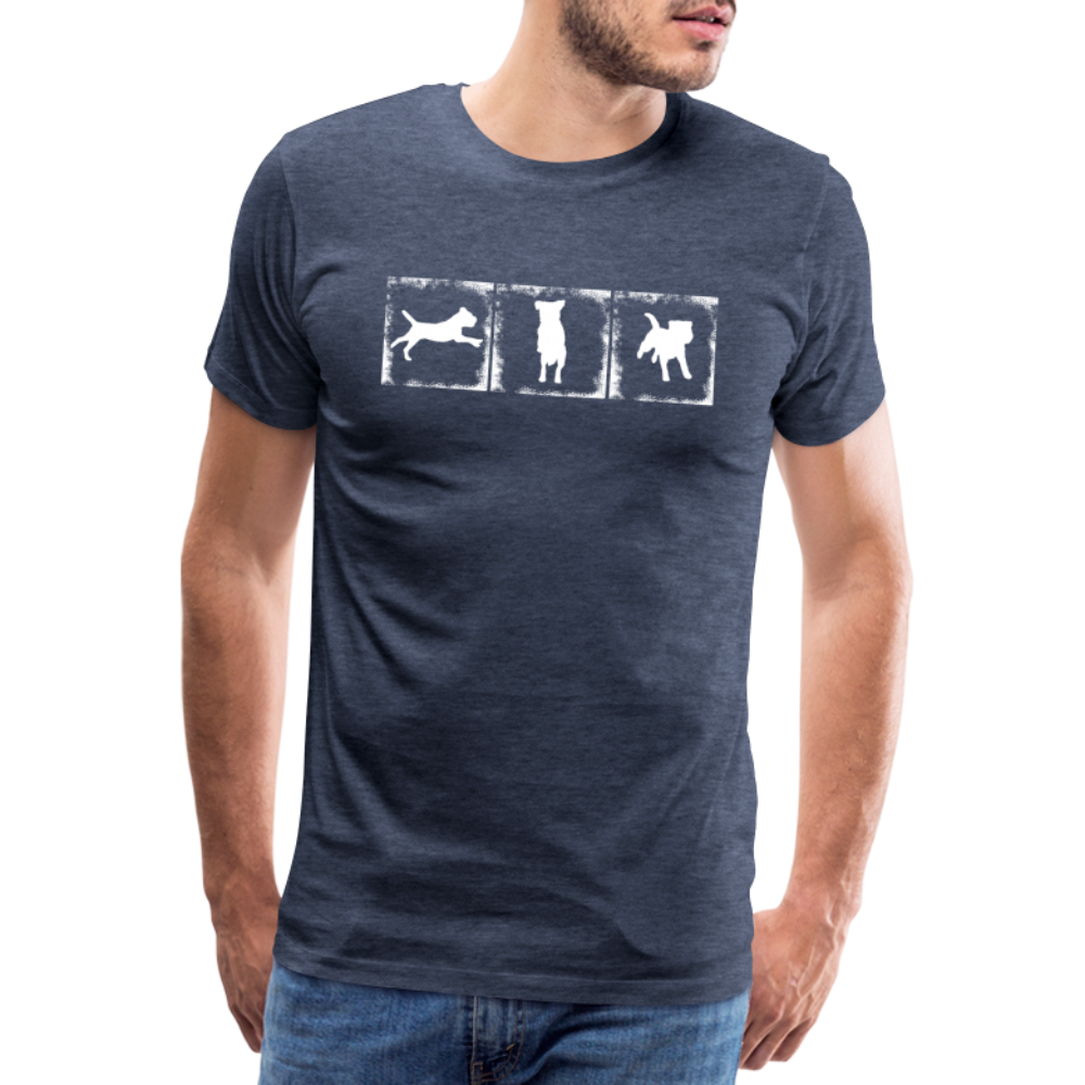 Männer Premium T-Shirt - Border Terrier in action - Blau meliert
