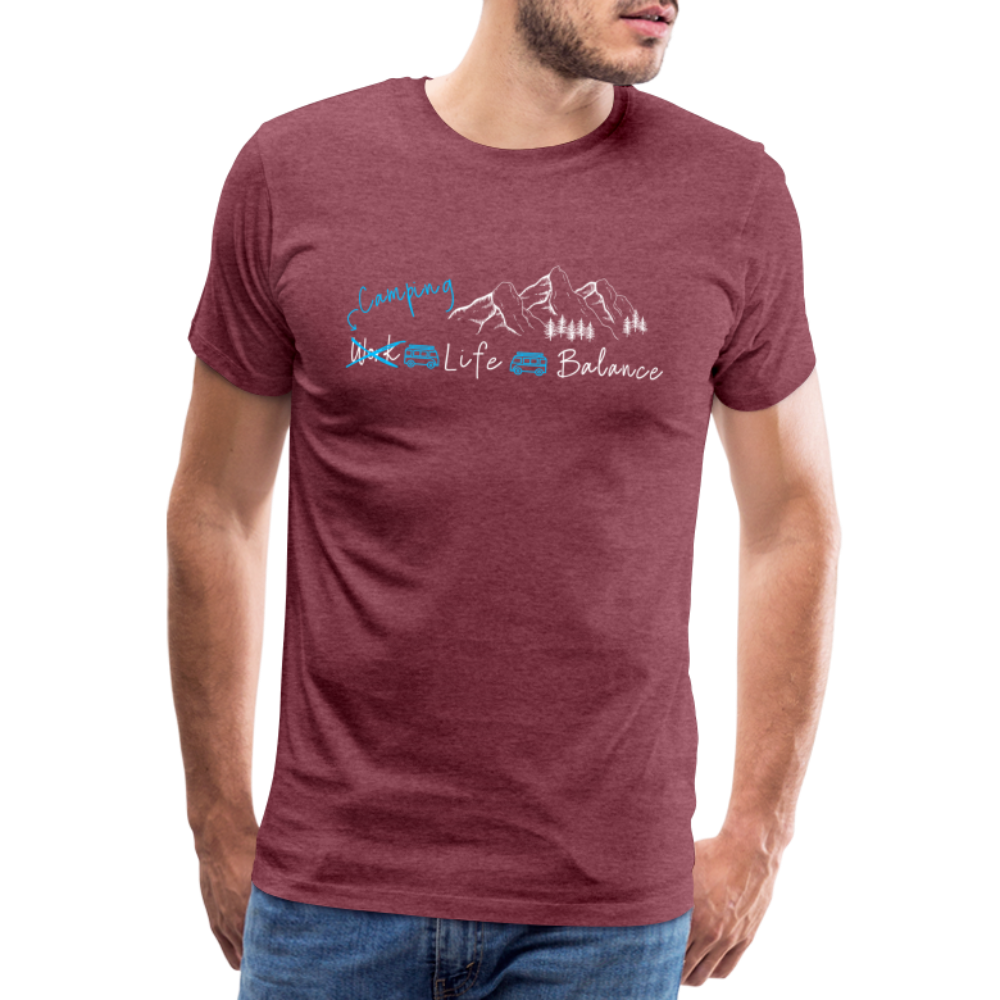 Männer Premium T-Shirt - Camping Life Balance - Bordeauxrot meliert