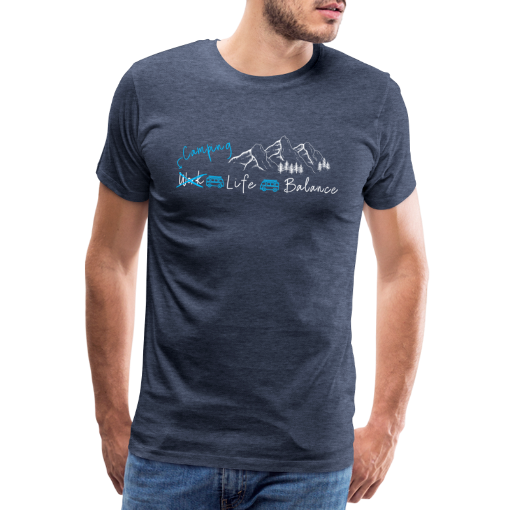 Männer Premium T-Shirt - Camping Life Balance - Blau meliert
