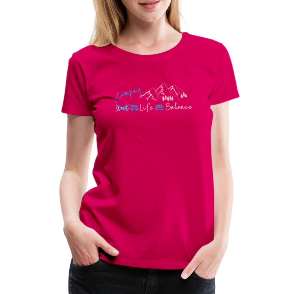 Women’s Premium T-Shirt - Camping Life Balance - dunkles Pink