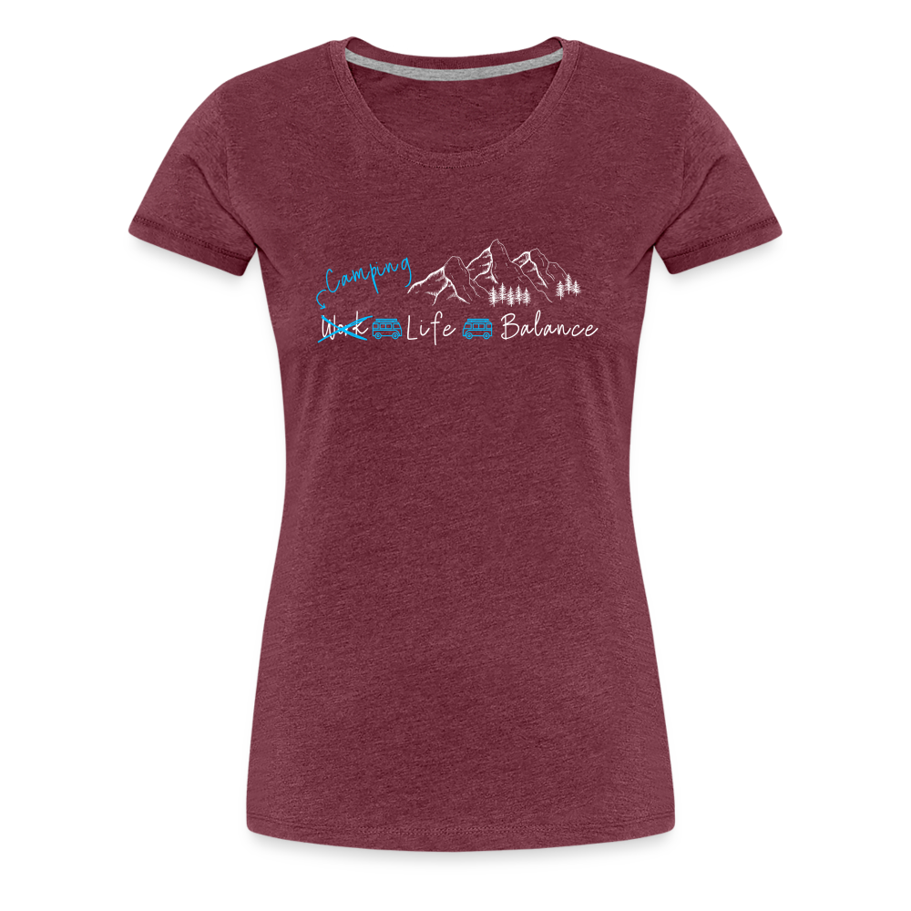Women’s Premium T-Shirt - Camping Life Balance - Bordeauxrot meliert