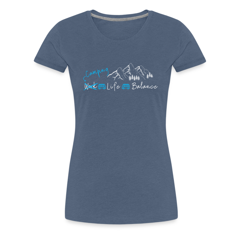 Women’s Premium T-Shirt - Camping Life Balance - Blau meliert