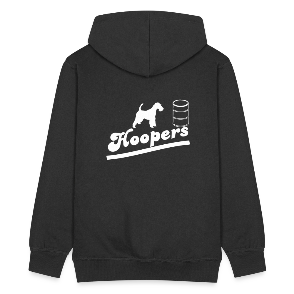 Männer Premium Kapuzenjacke - Hoopers mit Foxterrier - Schwarz