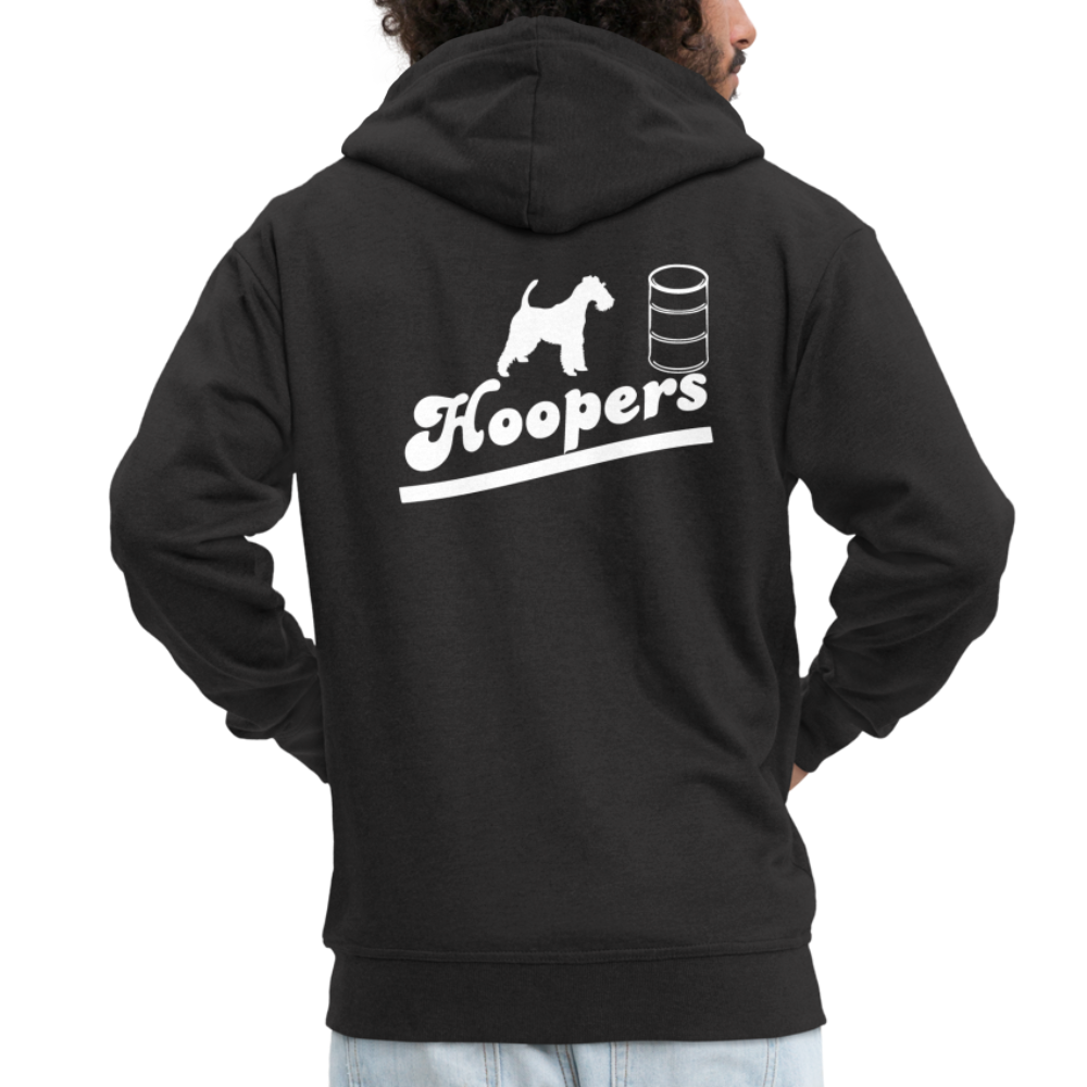 Männer Premium Kapuzenjacke - Hoopers mit Foxterrier - Schwarz