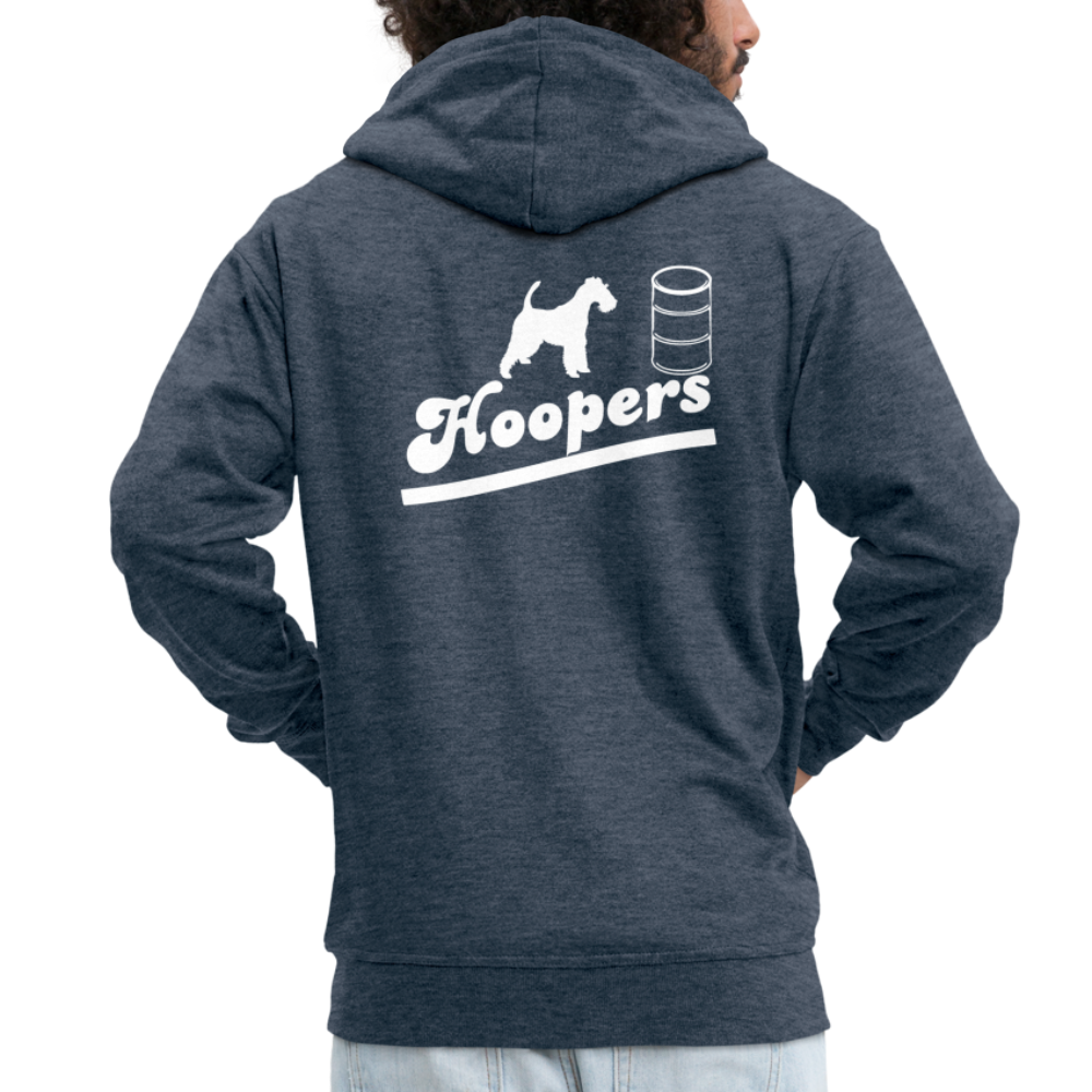 Männer Premium Kapuzenjacke - Hoopers mit Foxterrier - Jeansblau