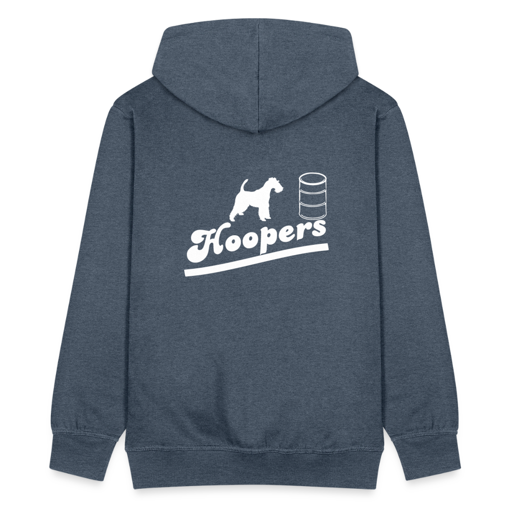 Männer Premium Kapuzenjacke - Hoopers mit Foxterrier - Jeansblau
