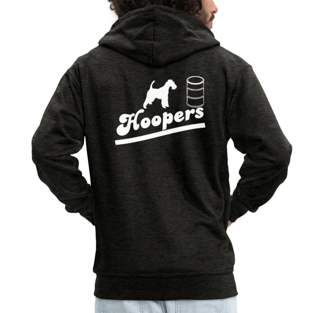 Männer Premium Kapuzenjacke - Hoopers mit Foxterrier - Anthrazit
