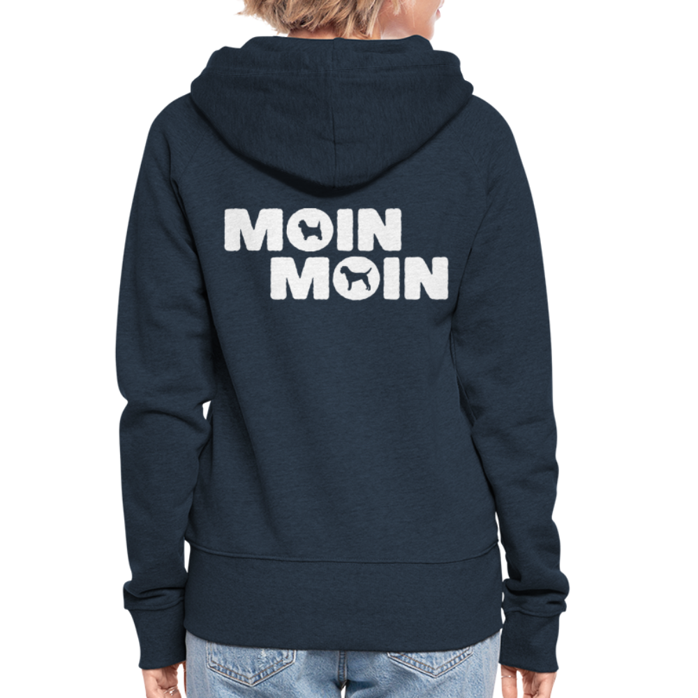 Frauen Premium Kapuzenjacke - Moin Moin Cairn & Border Terrier - Navy