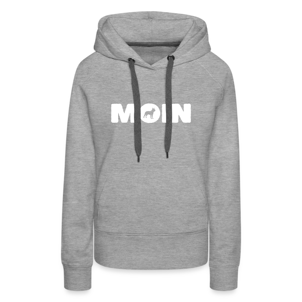 Boston Terrier - Moin | Frauen Premium Hoodie - Grau meliert