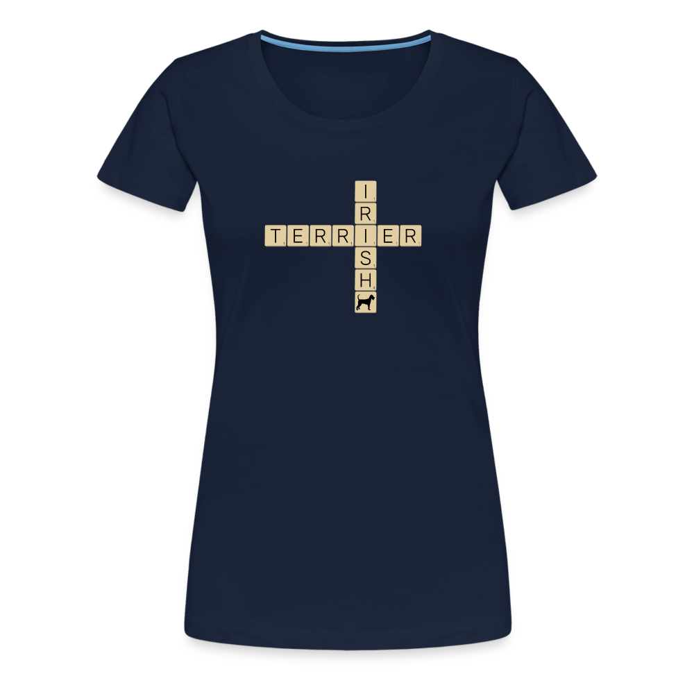 Irish Terrier - Scrabble | Women’s Premium T-Shirt - Navy