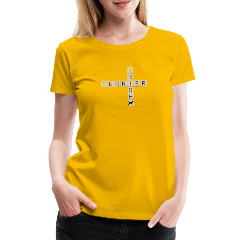 Irish Terrier - Scrabble | Women’s Premium T-Shirt - Sonnengelb