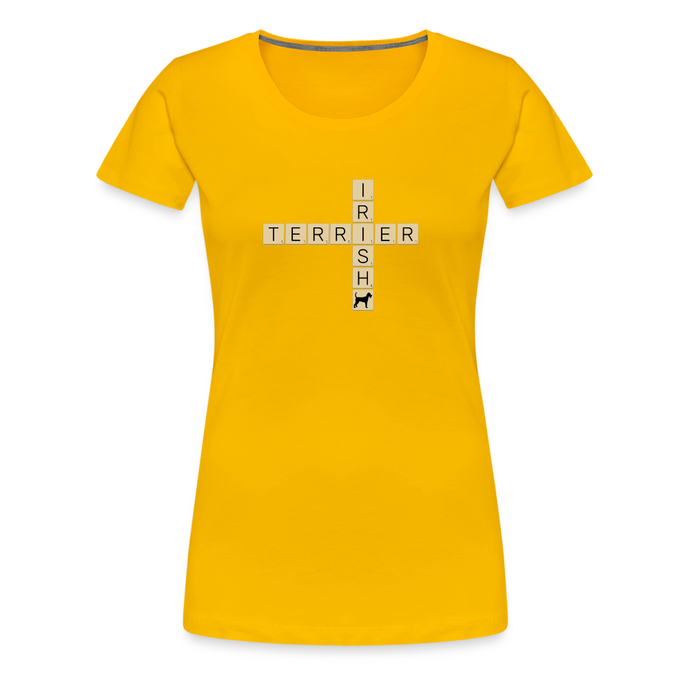 Irish Terrier - Scrabble | Women’s Premium T-Shirt - Sonnengelb