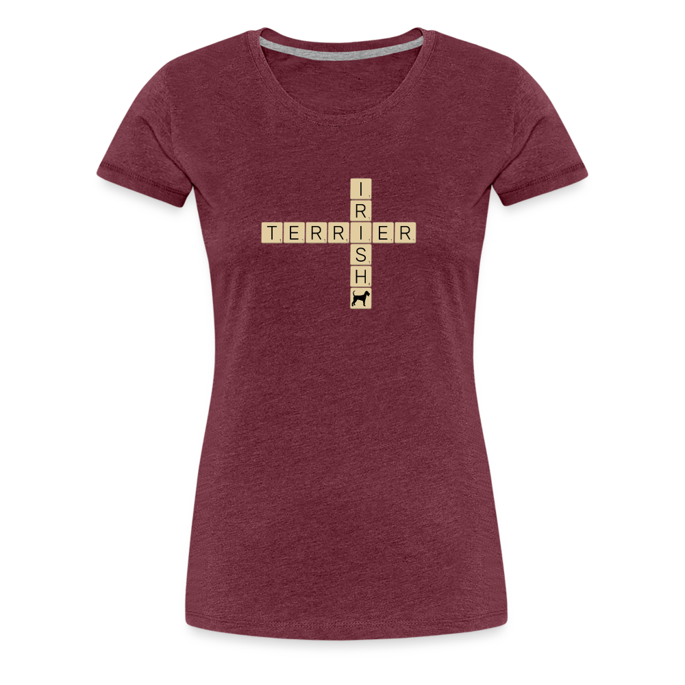 Irish Terrier - Scrabble | Women’s Premium T-Shirt - Bordeauxrot meliert