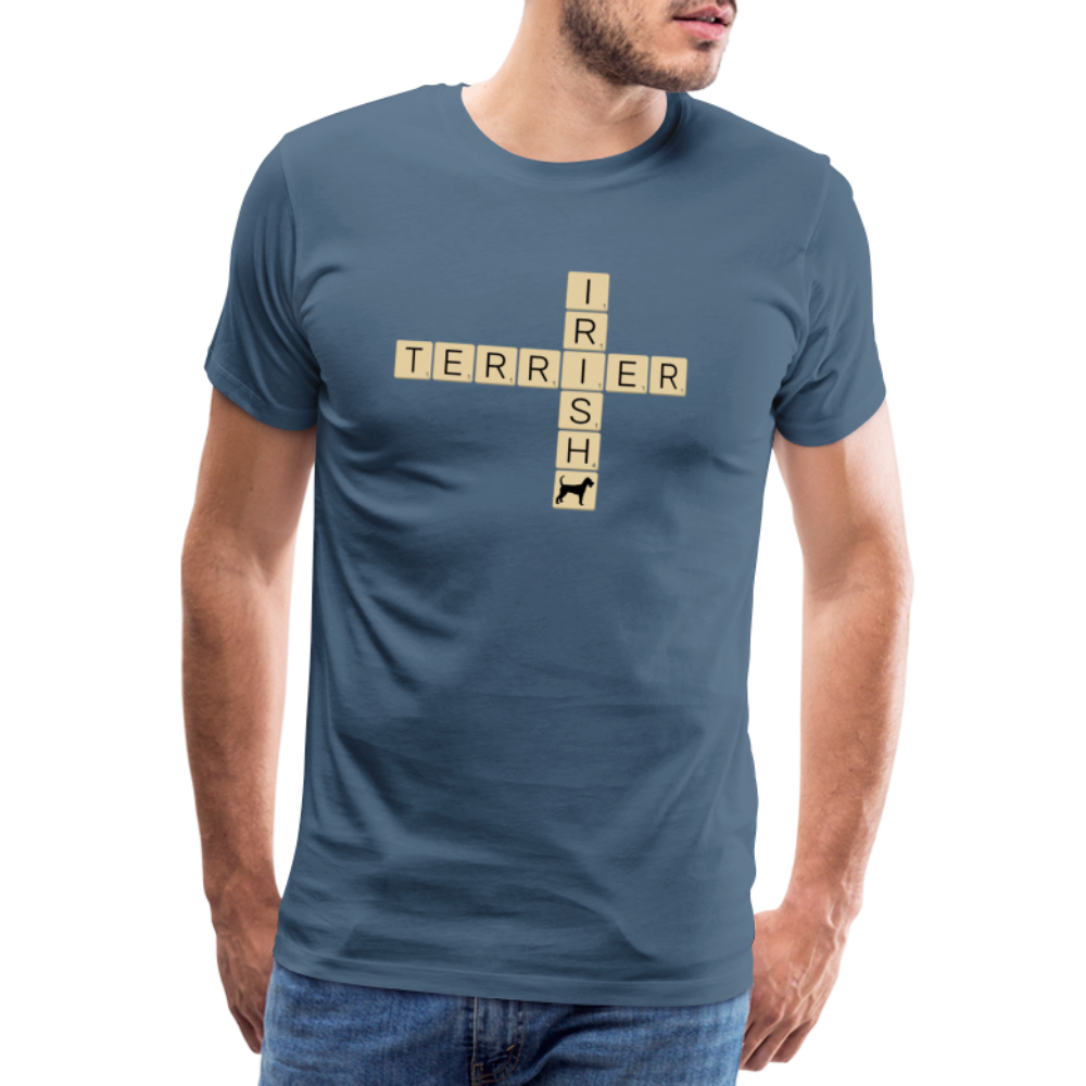 Irish Terrier - Scrabble | Männer Premium T-Shirt - Blaugrau