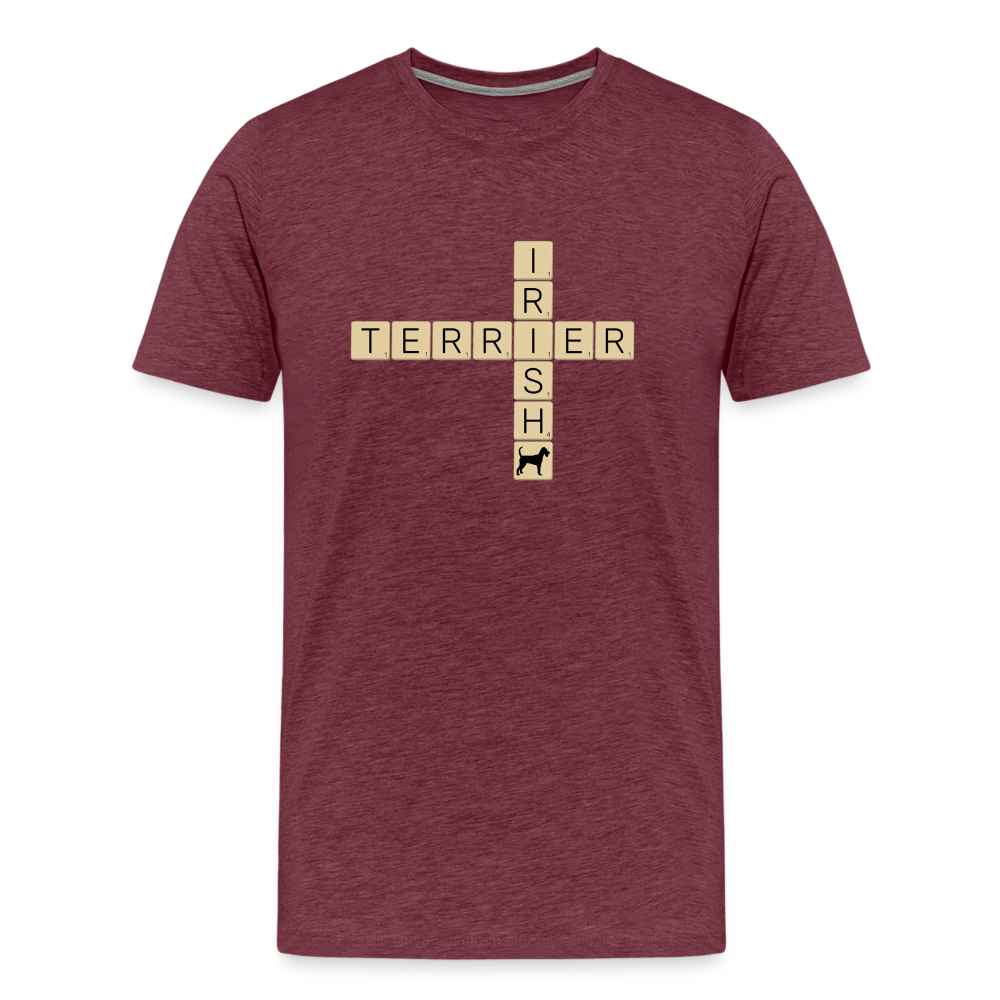 Irish Terrier - Scrabble | Männer Premium T-Shirt - Bordeauxrot meliert