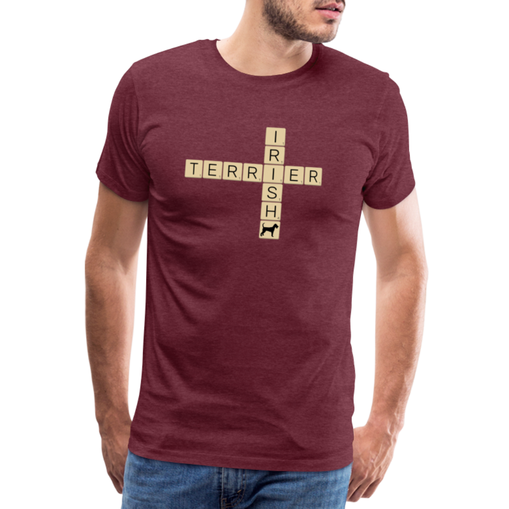 Irish Terrier - Scrabble | Männer Premium T-Shirt - Bordeauxrot meliert