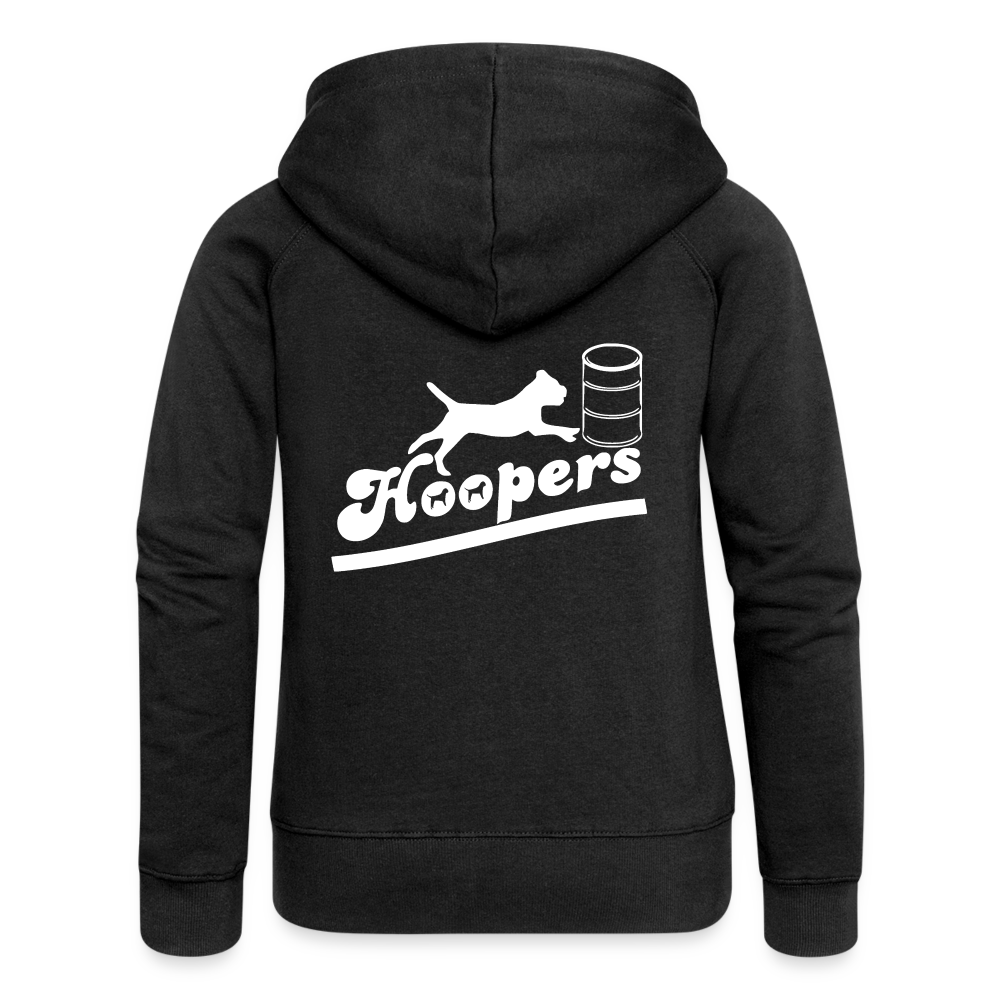 Frauen Premium Kapuzenjacke - Hoopers mit Border Terrier - Schwarz