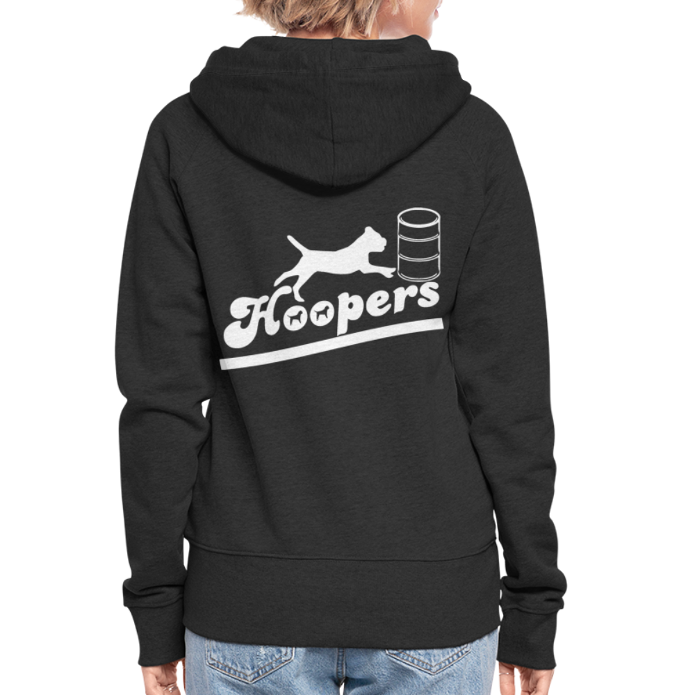 Frauen Premium Kapuzenjacke - Hoopers mit Border Terrier - Schwarz