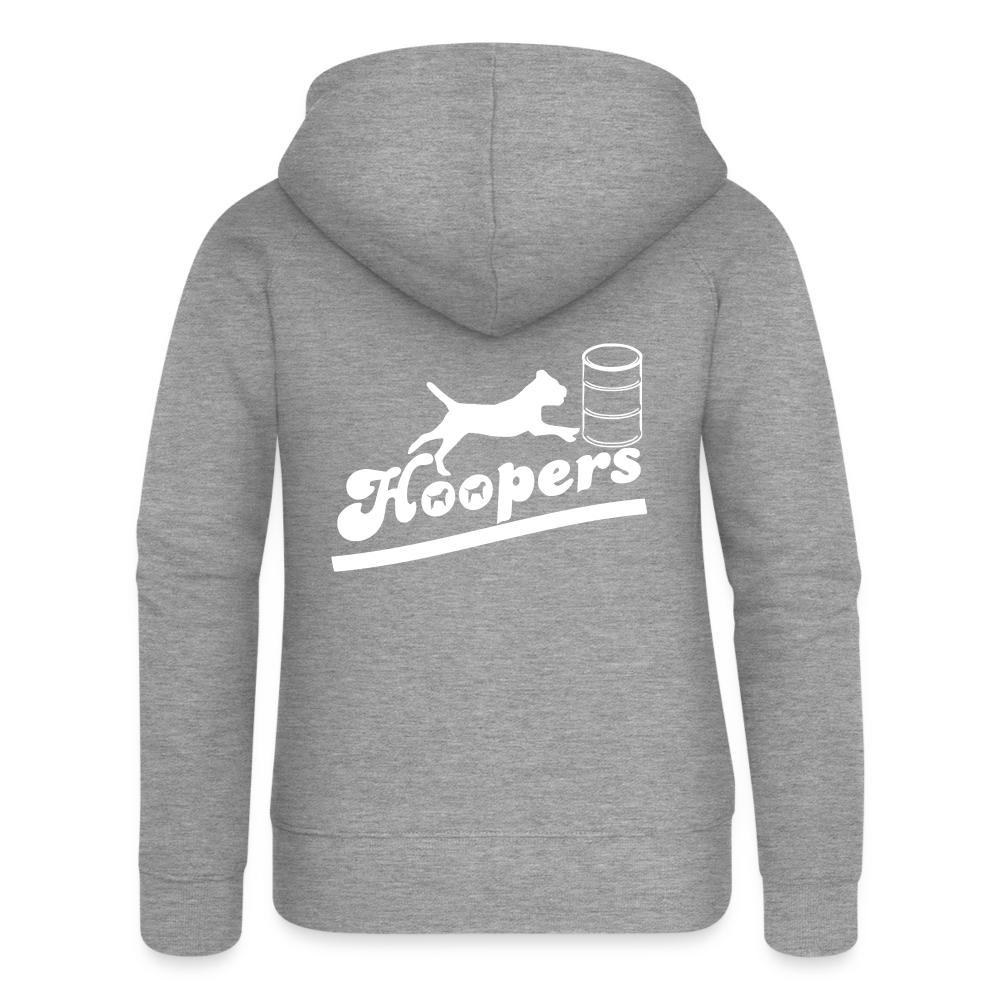 Frauen Premium Kapuzenjacke - Hoopers mit Border Terrier - Grau meliert