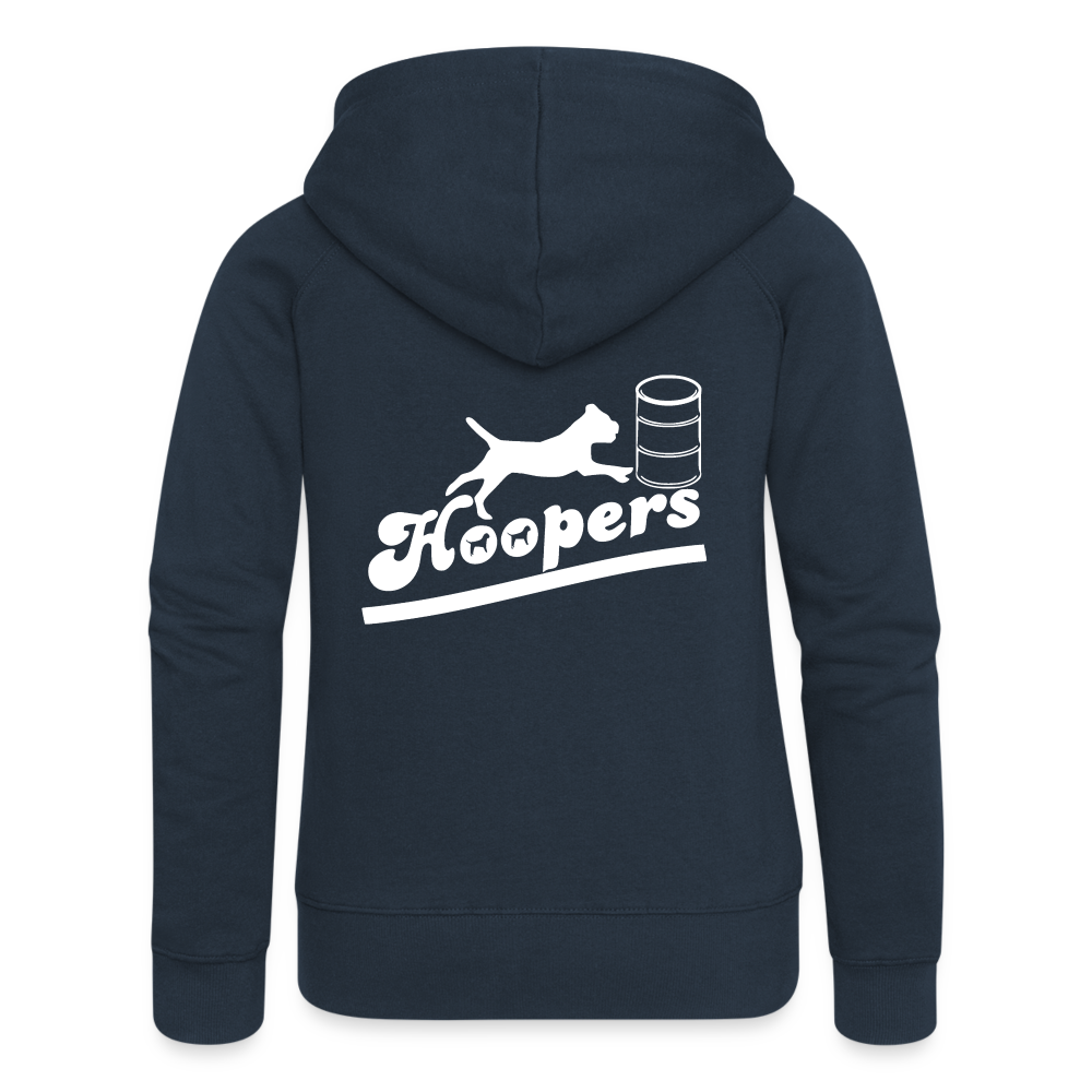 Frauen Premium Kapuzenjacke - Hoopers mit Border Terrier - Navy