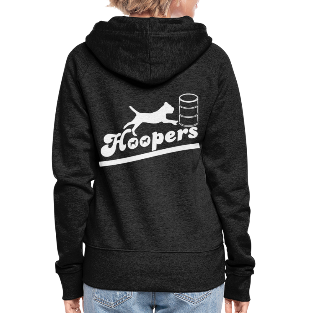 Frauen Premium Kapuzenjacke - Hoopers mit Border Terrier - Anthrazit