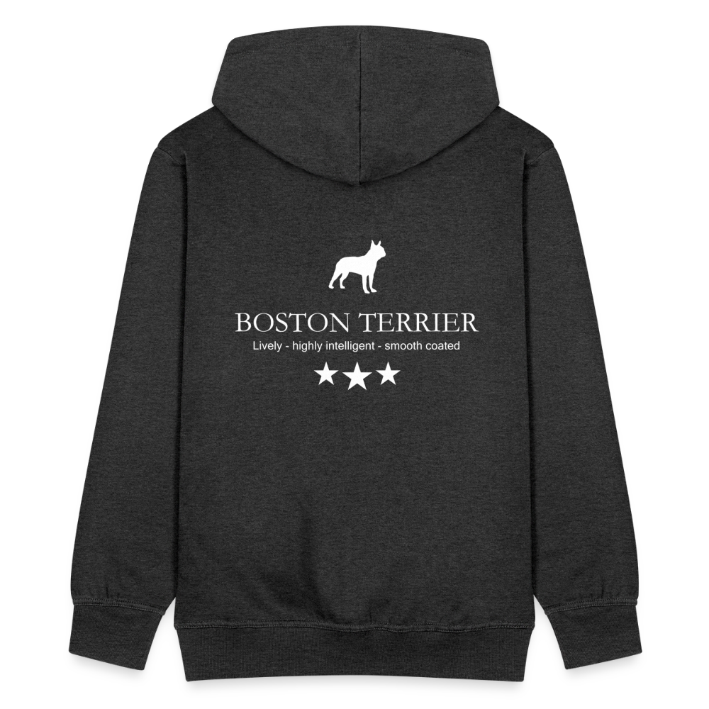Männer Premium Kapuzenjacke - Boston Terrier - Lively, highly intelligent, smooth coated... - Anthrazit