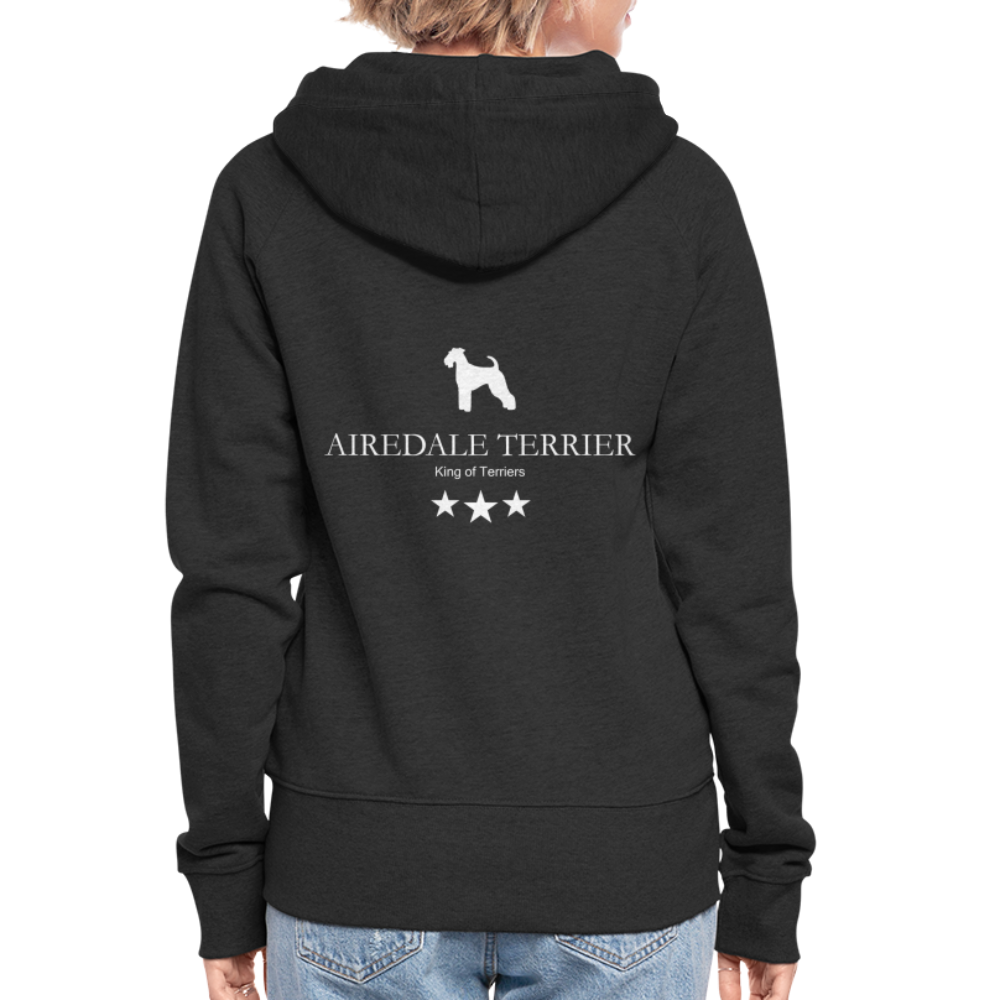 Frauen Premium Kapuzenjacke - Aireldale Terrier - King of terriers... - Schwarz