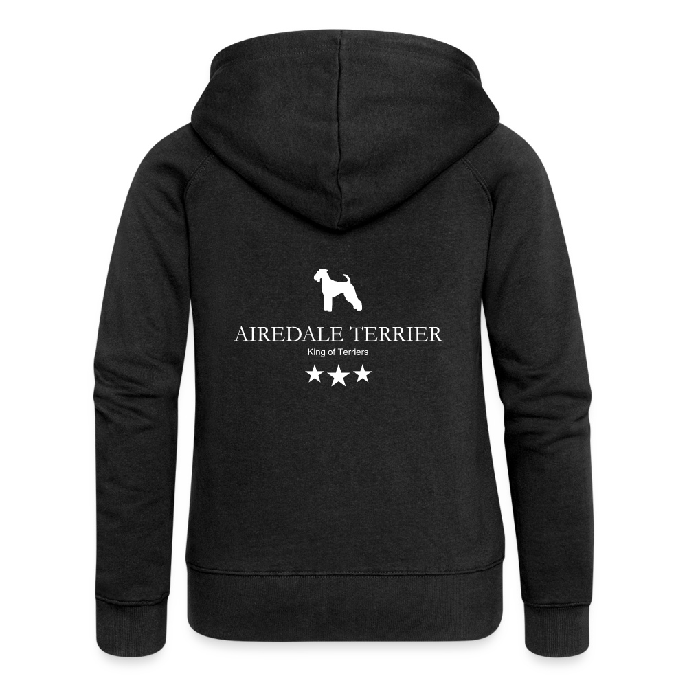 Frauen Premium Kapuzenjacke - Aireldale Terrier - King of terriers... - Schwarz