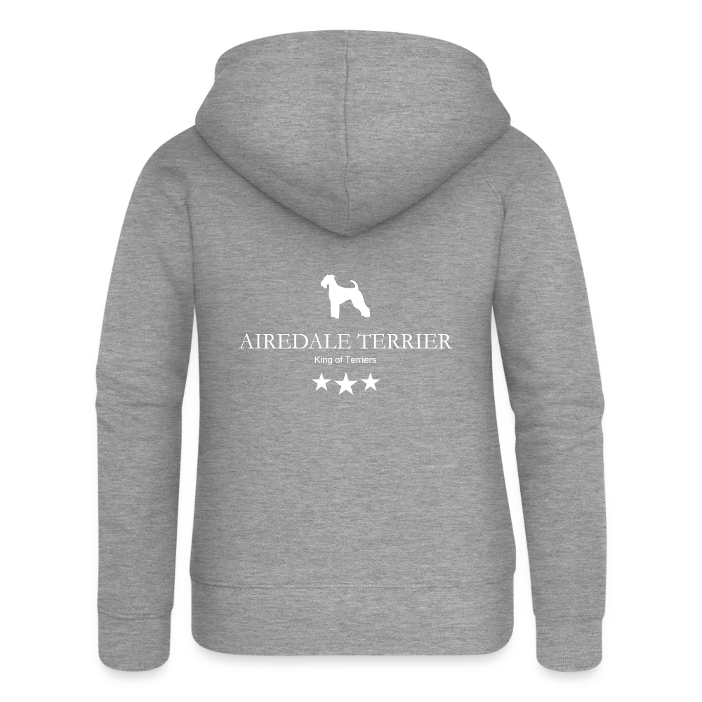 Frauen Premium Kapuzenjacke - Aireldale Terrier - King of terriers... - Grau meliert