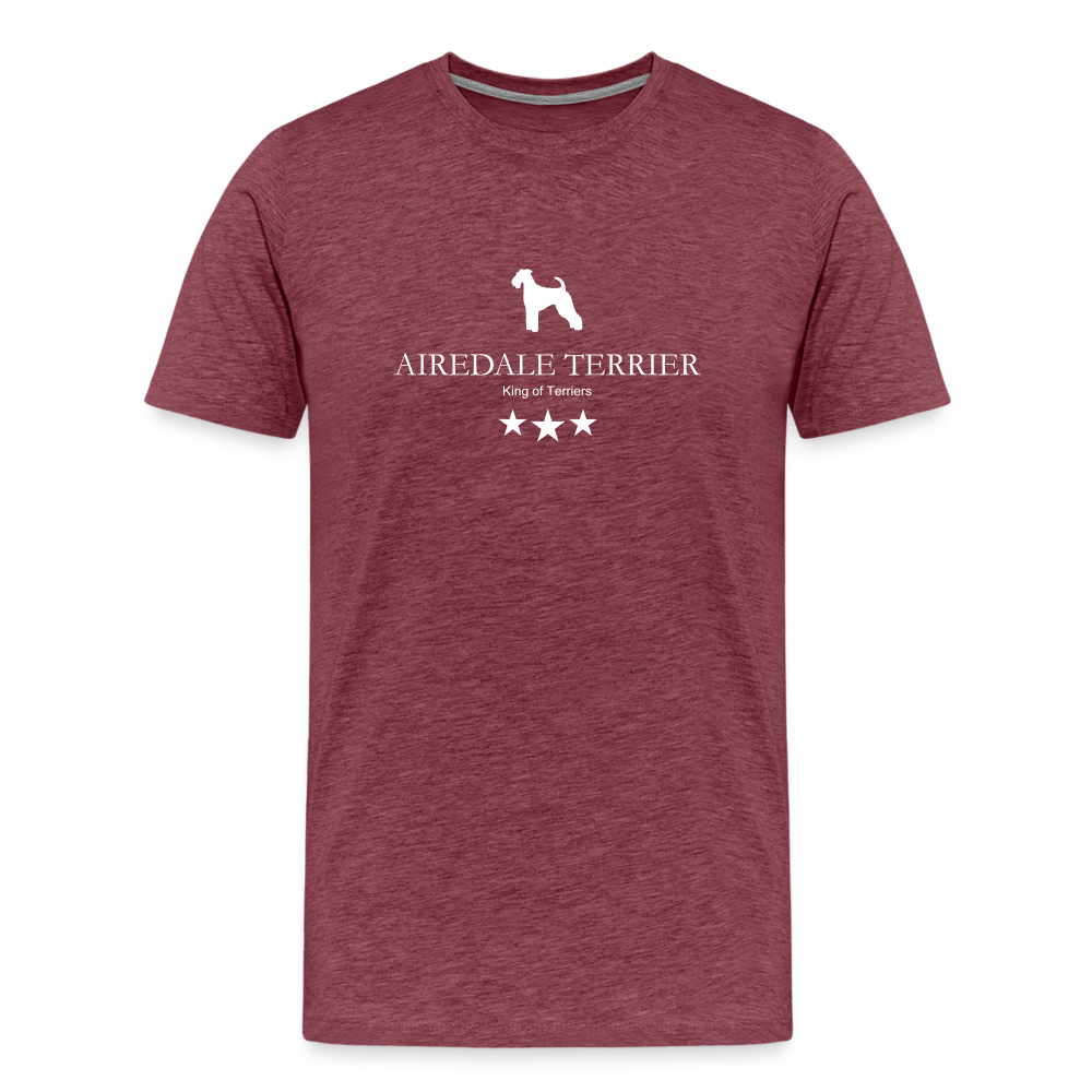 Männer Premium T-Shirt - Airedale Terrier - King of terriers... - Bordeauxrot meliert