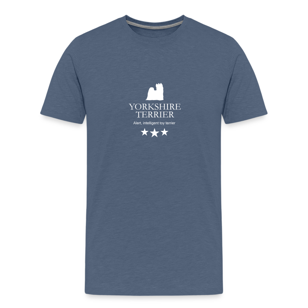 Männer Premium T-Shirt - Yorkshire Terrier - Alert, intelligent toy terrier... - Blau meliert