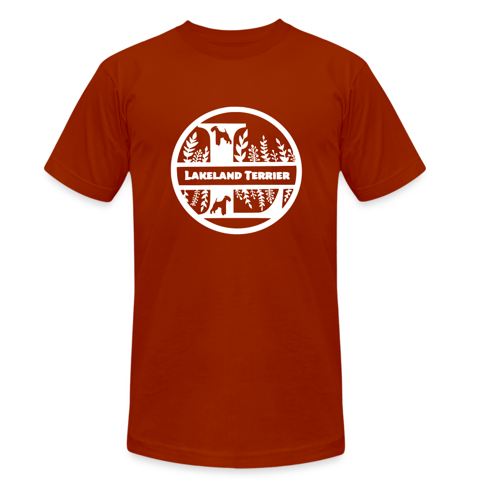 Lakeland Terrier - Monogramm - Unisex Tri-Blend T-Shirt von Bella + Canvas - Ziegelrot