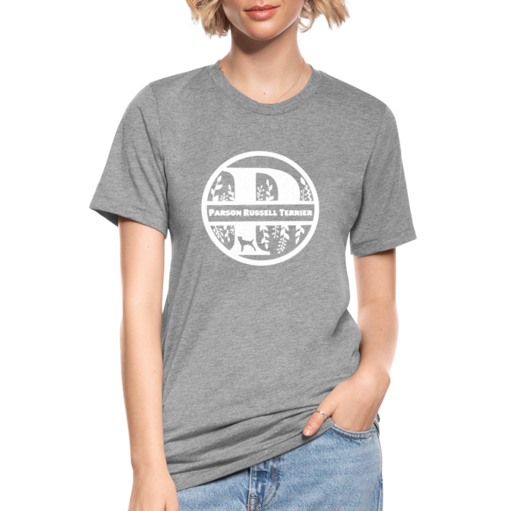Parson Russell Terrier - Monogramm - Unisex Tri-Blend T-Shirt von Bella + Canvas - Grau meliert