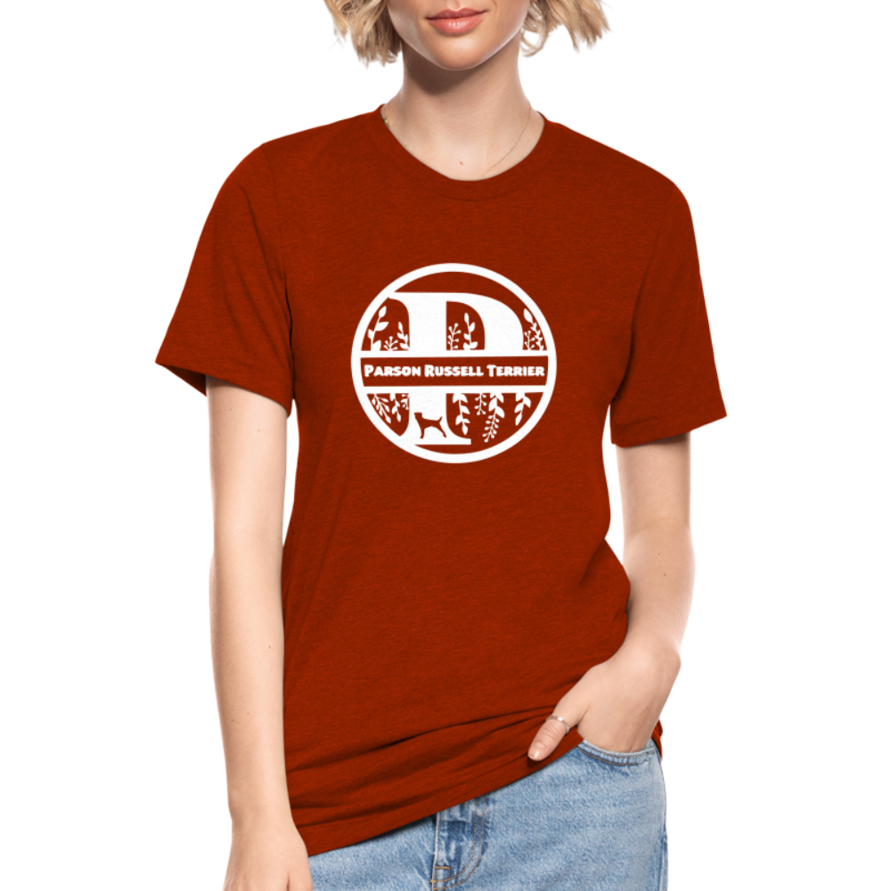 Parson Russell Terrier - Monogramm - Unisex Tri-Blend T-Shirt von Bella + Canvas - Ziegelrot