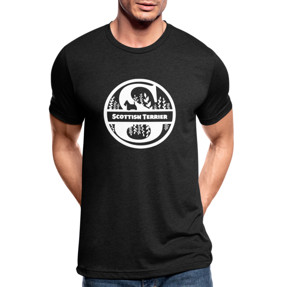 Scottish Terrier - Monogramm - Unisex Tri-Blend T-Shirt von Bella + Canvas - Schwarz meliert