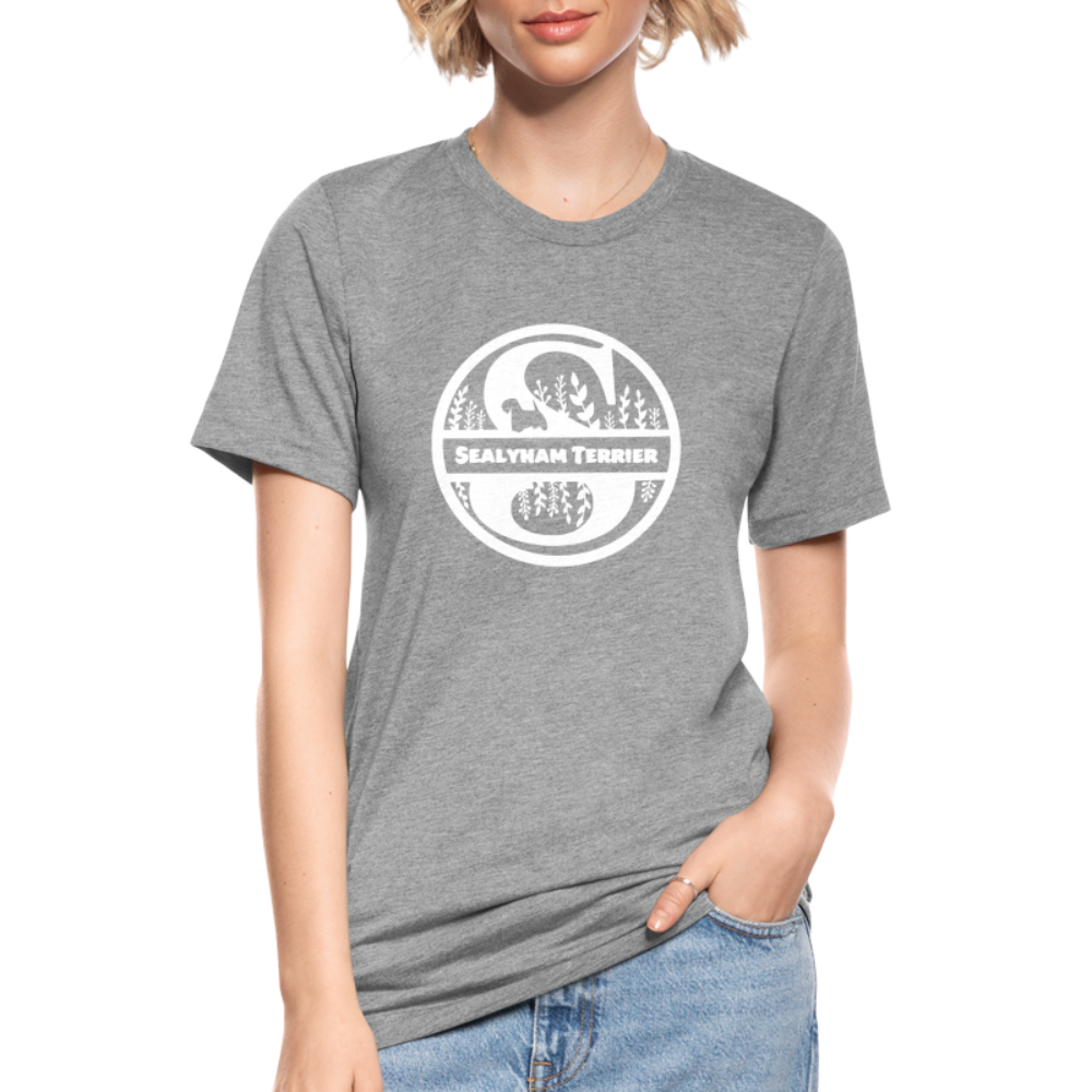 Sealyham Terrier - Monogramm - Unisex Tri-Blend T-Shirt von Bella + Canvas - Grau meliert