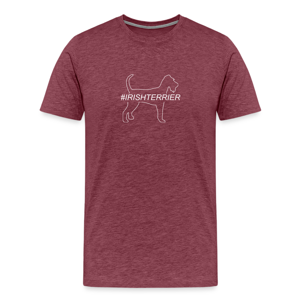 Männer Premium T-Shirt - Irish Terrier - Hashtag - Bordeauxrot meliert