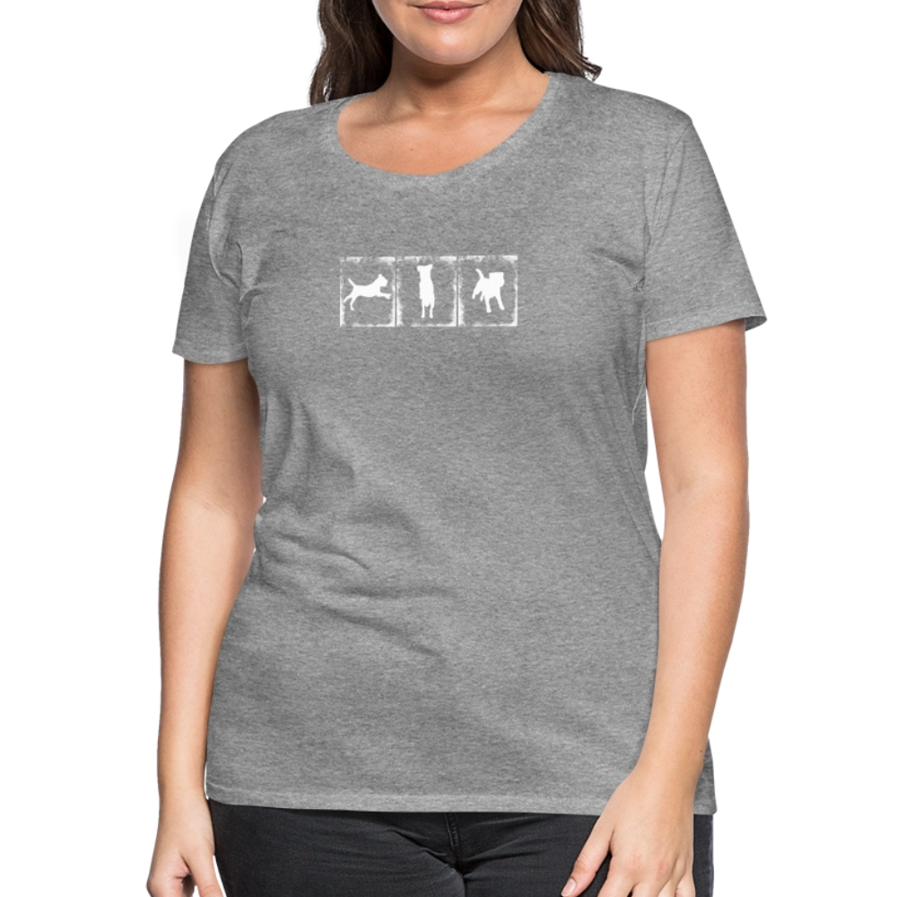 Women’s Premium T-Shirt - Border Terrier in action - Grau meliert