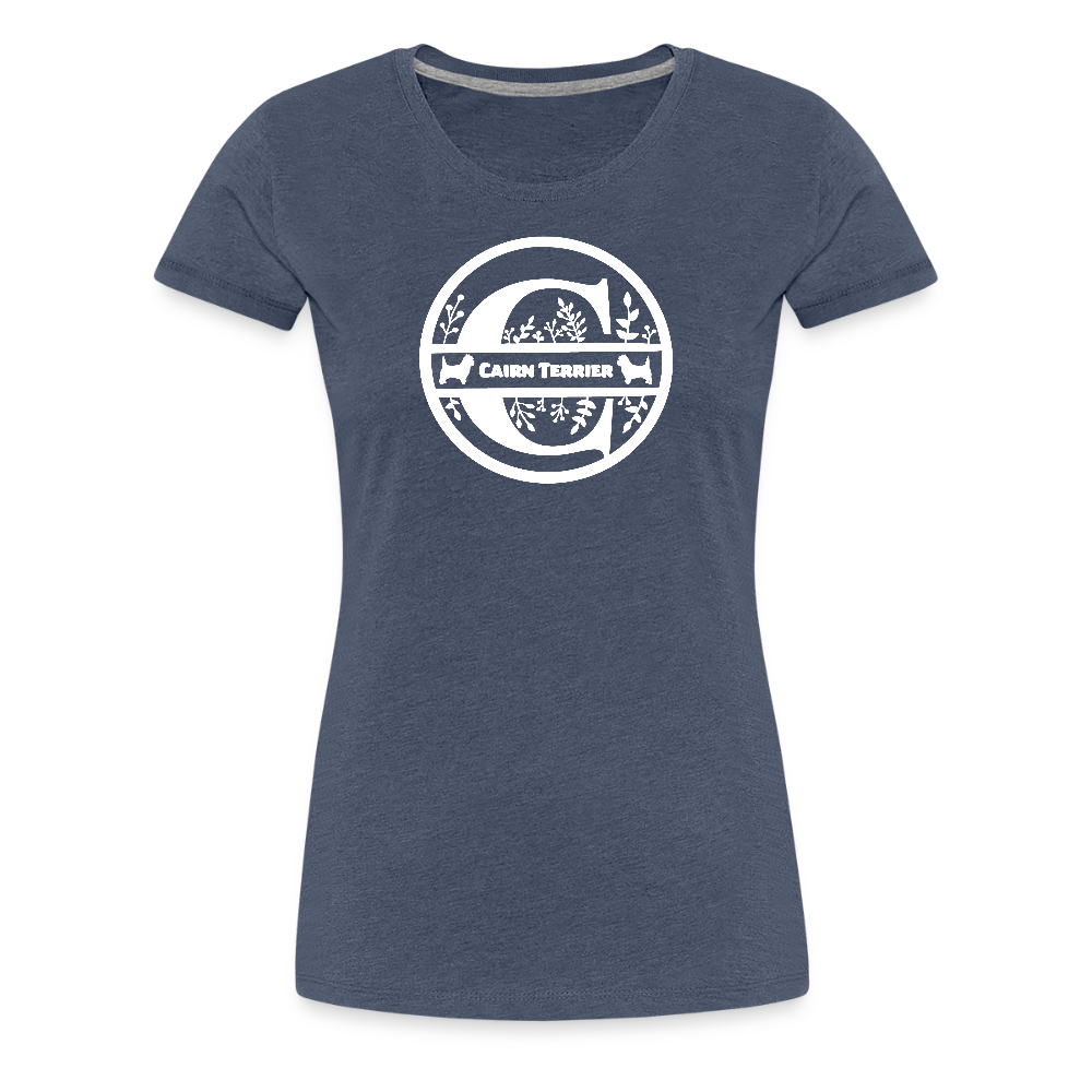 Women’s Premium T-Shirt - Cairn Terrier - Monogramm - Blau meliert