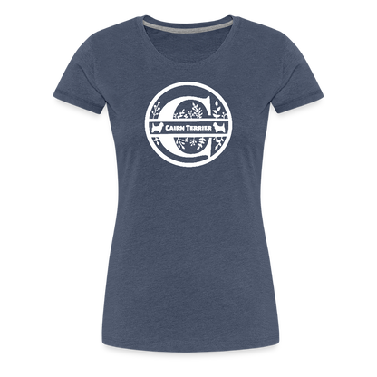 Women’s Premium T-Shirt - Cairn Terrier - Monogramm - Blau meliert