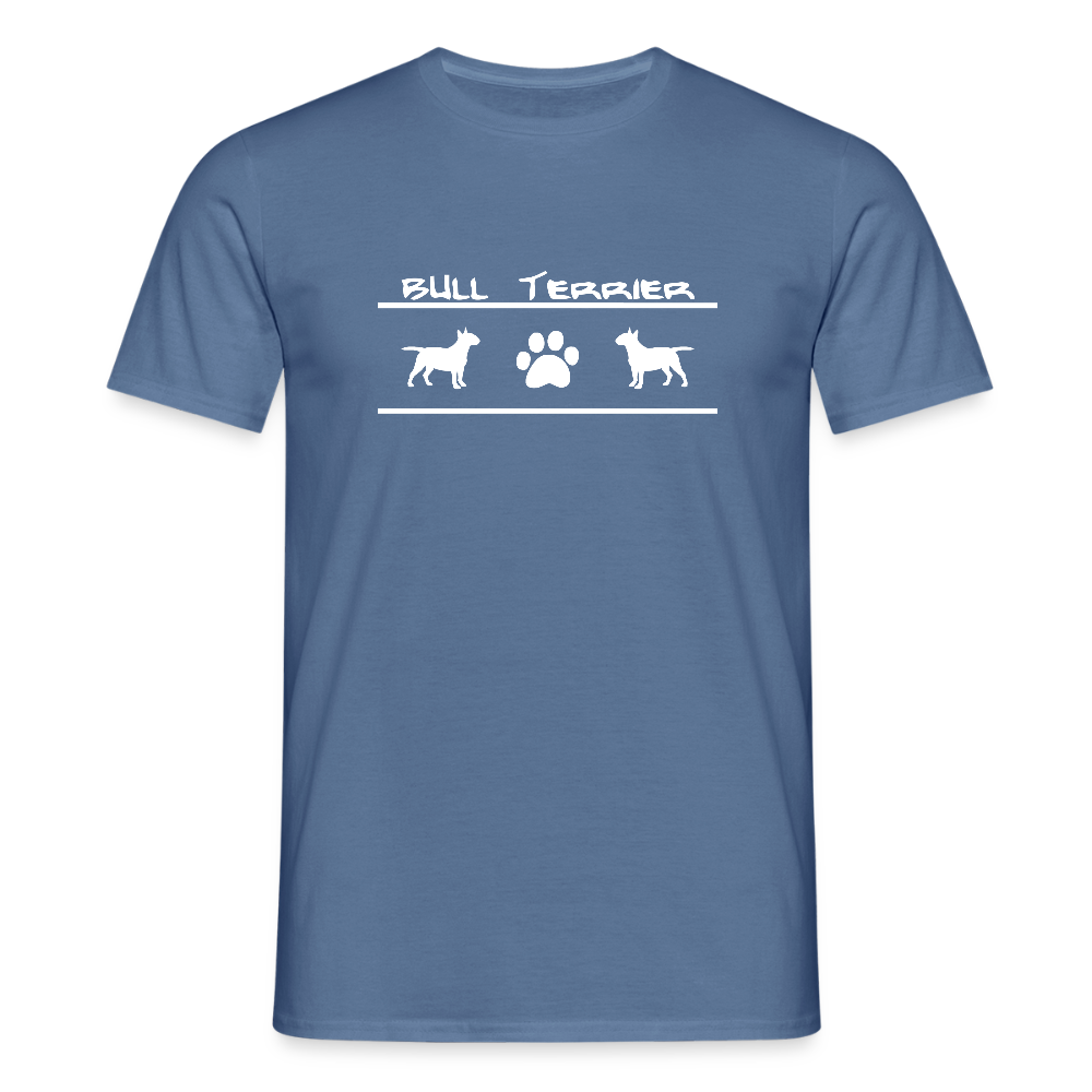Bull Terrier-Schriftzug und Pfote | Männer T-Shirt - Taubenblau 