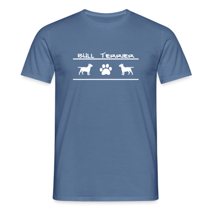 Bull Terrier-Schriftzug und Pfote | Männer T-Shirt - Taubenblau 