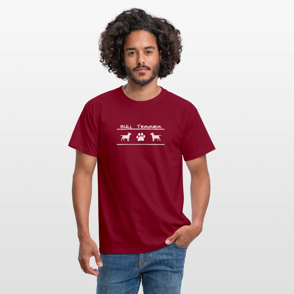 Bull Terrier-Schriftzug und Pfote | Männer T-Shirt - Ziegelrot
