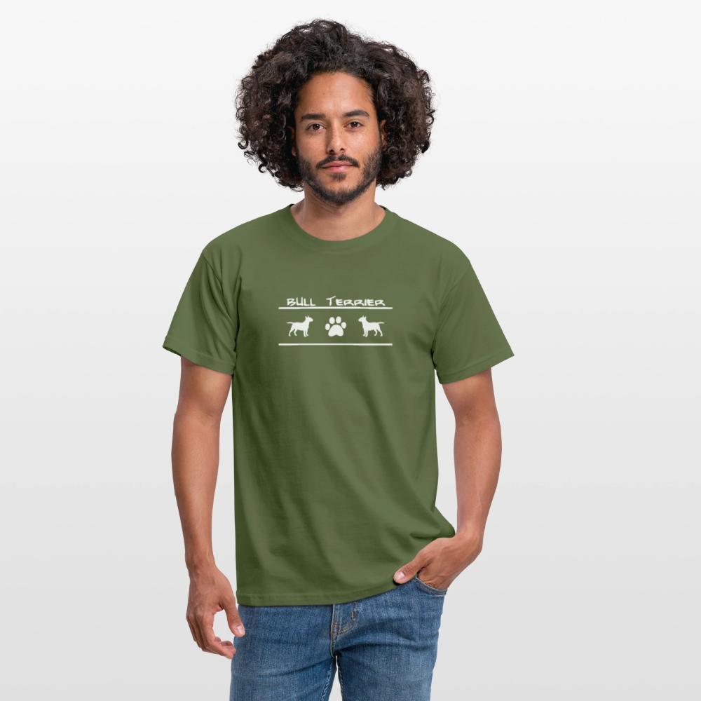 Bull Terrier-Schriftzug und Pfote | Männer T-Shirt - Militärgrün