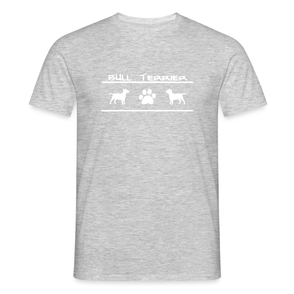 Bull Terrier-Schriftzug und Pfote | Männer T-Shirt - Grau meliert