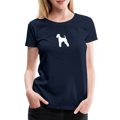 Women’s Premium T-Shirt - Airedale Terrier-Silhouette - Navy