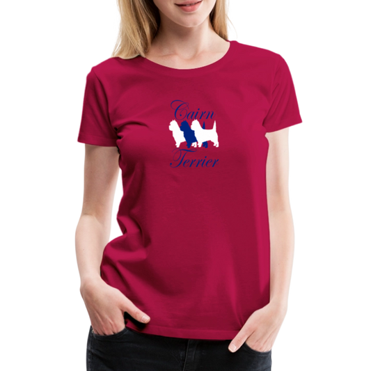 Women’s Premium T-Shirt - Cairn Terrier-Schriftzug - dunkles Pink