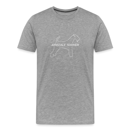 Männer Premium T-Shirt - Airedale Terrier Outline - Grau meliert