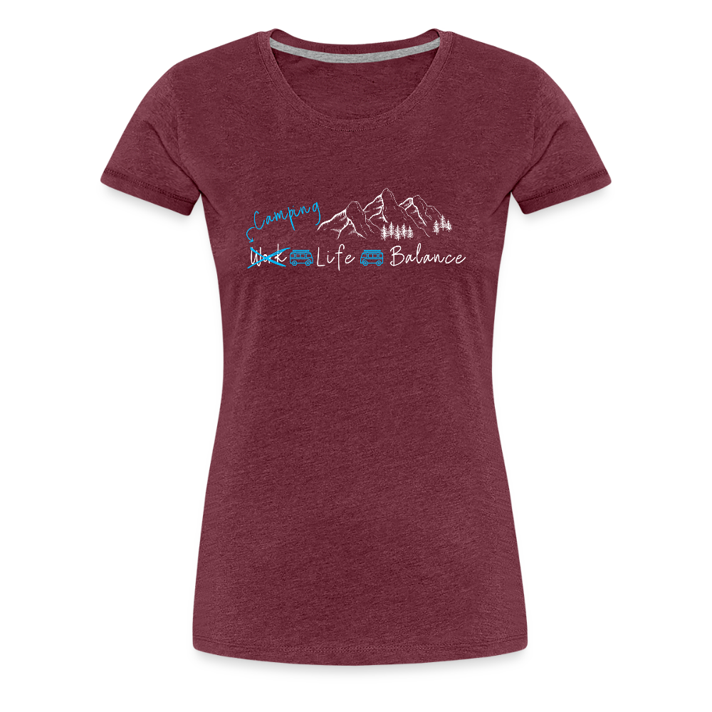 Women’s Premium T-Shirt - Camping Life Balance - Bordeauxrot meliert