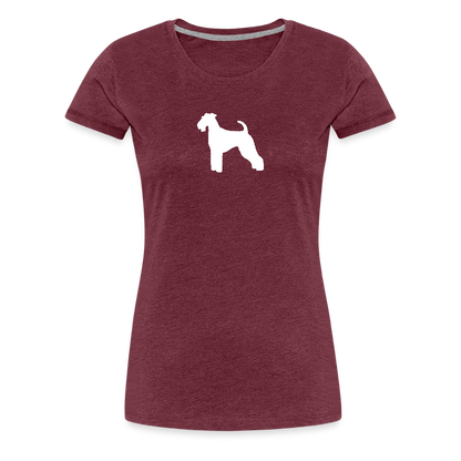 Women’s Premium T-Shirt - Airedale Terrier-Silhouette - Bordeauxrot meliert
